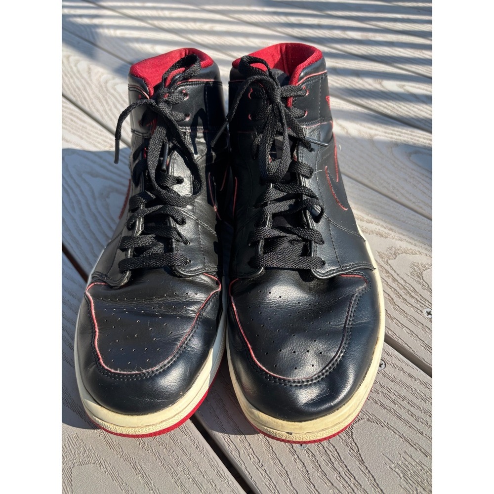Nike Air Jordan 1 Retro Mid Black Red White Leather Mens Sneakers Shoes Size 12 - Picture 6 of 10